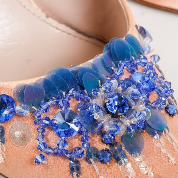 Miu Miu Pink Satin Embellished Heels - Picture 8 of 10